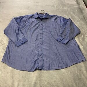 Synergy Performance Mens Blue Non-Iron Magnetic Closure Dress Shirt 19 35/36 3XL